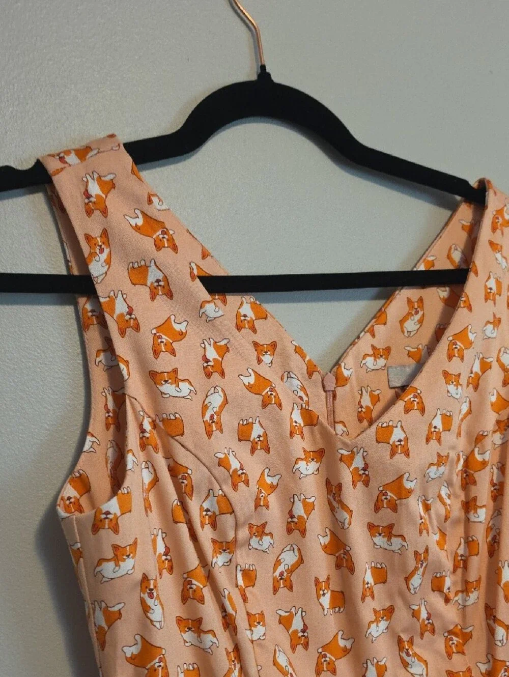 Eva Rose Sleeveless Coral Corgi Dog-Print Midi Dress Retro Pinup